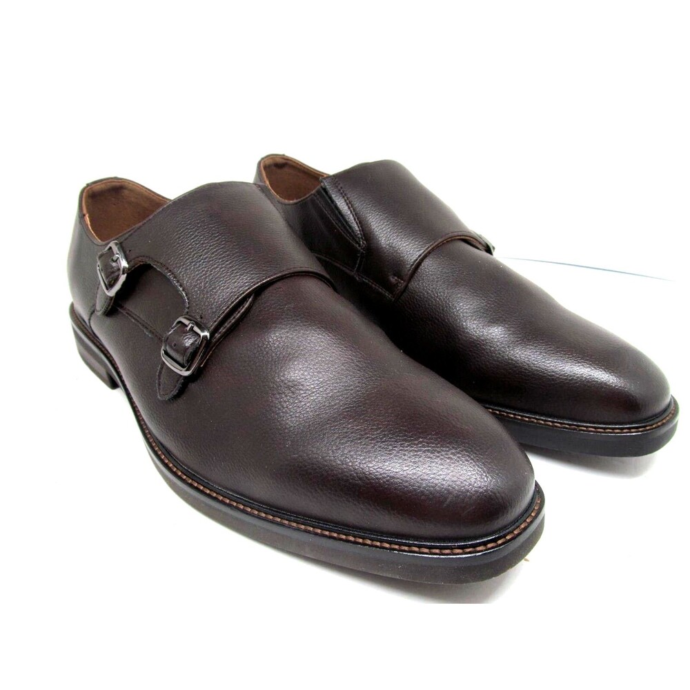 Aboud Avery Mens Brown Pebbled Double Monk Strap Shoes Size 13 M EUC